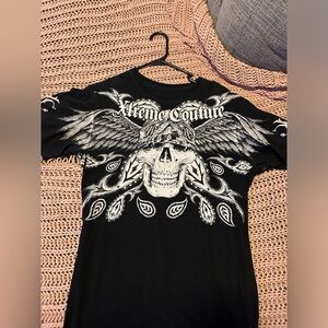 Xtreme Couture Skull Wings Graphic Tee, Never Worn